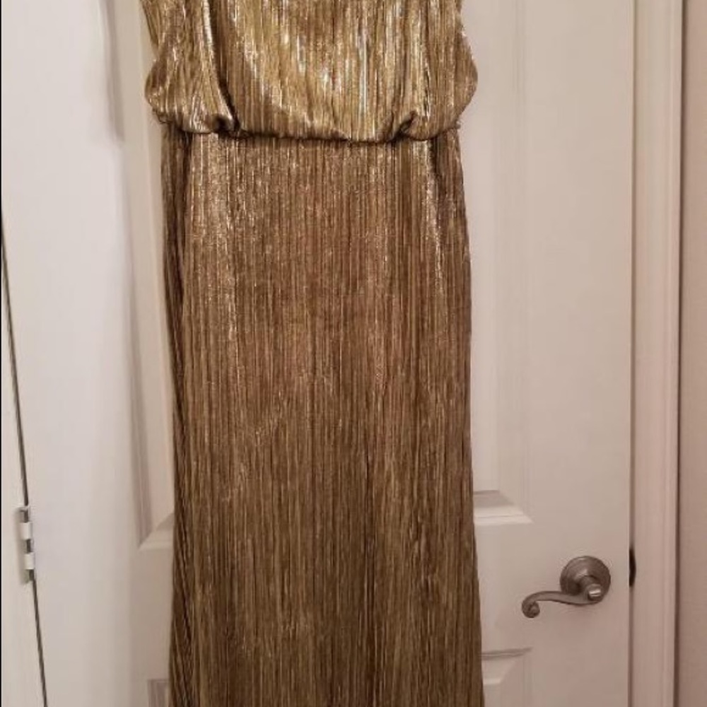 Long gold evening gown